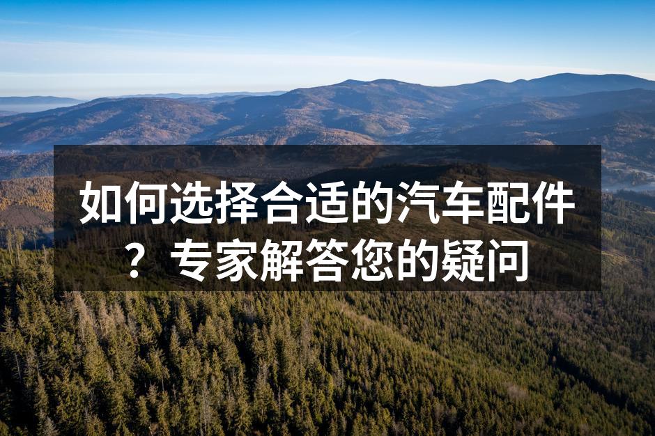 选择合适的汽车配件是维护车辆的关键
